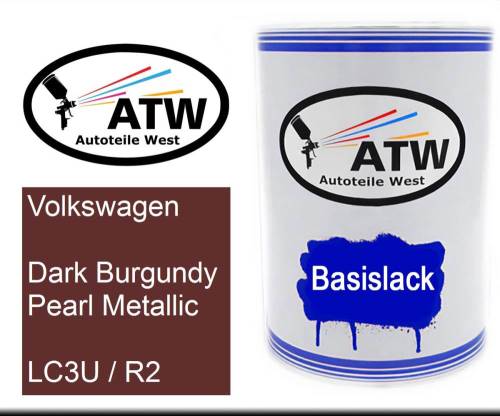 Volkswagen, Dark Burgundy Pearl Metallic, LC3U / R2: 500ml Lackdose, von ATW Autoteile West.